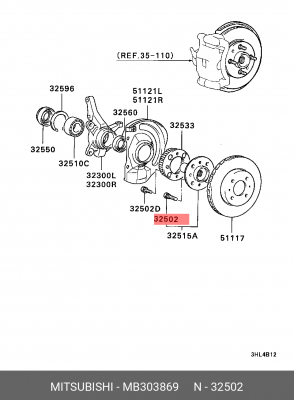 Шпилька ступицы колеса MB303869 MITSUBISHI