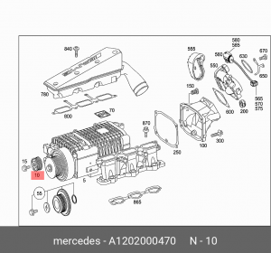 Натяжитель ремня приводного в сборе A  1202000470 MERCEDES BENZ