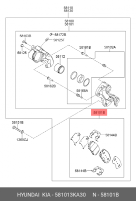 Колодки тормозные дисковые 581013KA30 HYUNDAI KIA