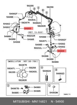 Шланг тормозной MN116821 MITSUBISHI
