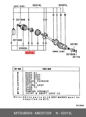Пыльник ШРУСа (комплект) MB297339 MITSUBISHI
