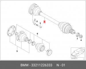 Вал привода колеса в сборе с ШРУСами 33 21 1 226 333 BMW