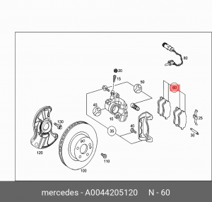Колодки тормозные дисковые A0044205120 MERCEDES BENZ