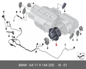 Электромотор отопителя салона 64 11 9 144 200 BMW