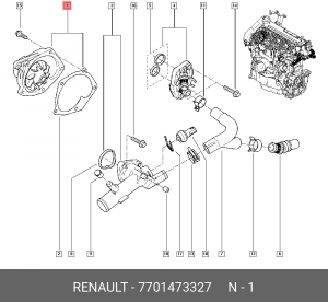Насос - помпа системы охлаждения ДВС 7701473327 RENAULT