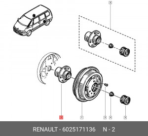 Подшипник ступицы колеса 6025171136 RENAULT