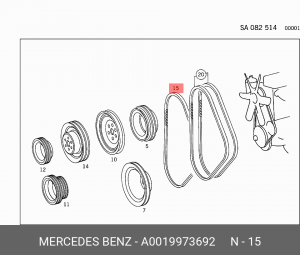 Ремень приводной A 001 997 36 92 MERCEDES BENZ