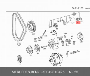 Генератор A 004 981 04 25 MERCEDES BENZ