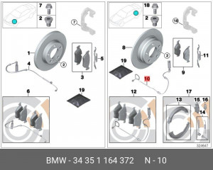 Датчик износа тормозных колодок 34 35 1 164 372 BMW