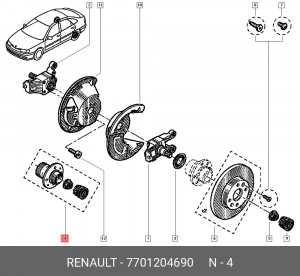 Подшипник ступицы колеса 7701204690 RENAULT