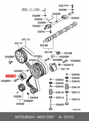 Ролик ремня ГРМ MD012587 MITSUBISHI