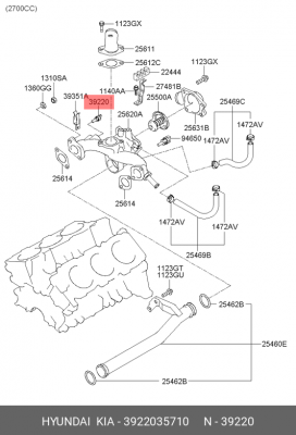 Датчик температуры охлаждающей жидкости 3922035710 HYUNDAI KIA