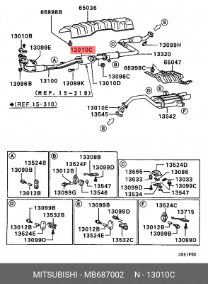 Прокладка системы выпуска ОГ MB687002 MITSUBISHI