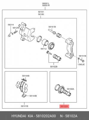 Суппорт тормозной (ремкомплект) 5810202A00 HYUNDAI KIA