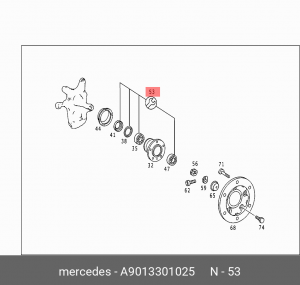 Подшипник ступицы колеса (комплект) A 901 330 10 25 MERCEDES BENZ