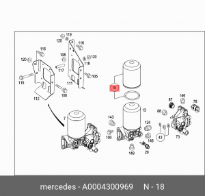 Фильтр влагоотделителя пневматической системы A0004300969 MERCEDES BENZ