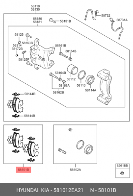 Колодки тормозные дисковые 58101-2EA21 HYUNDAI KIA