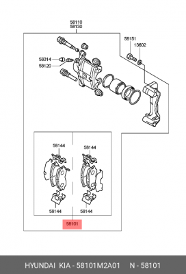 Колодки тормозные дисковые 58101M2A01 HYUNDAI KIA