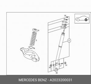 Амортизатор подвески A2023200031 MERCEDES BENZ