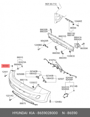 Клипса крепежная 8659028000 HYUNDAI KIA