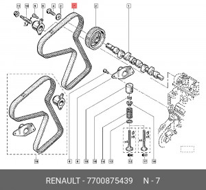 Ремень ГРМ - газораспределительного механизма 7700875439 RENAULT
