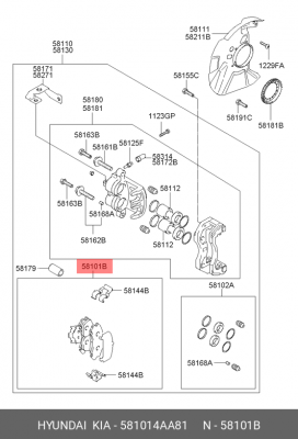 Колодки тормозные дисковые 581014AA81 HYUNDAI KIA