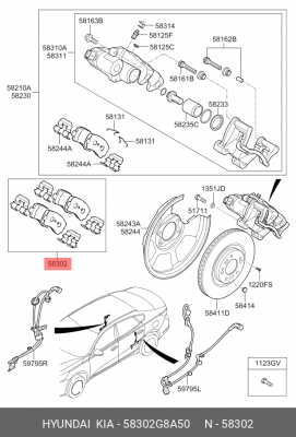 Колодки тормозные дисковые 58302G8A50 HYUNDAI KIA