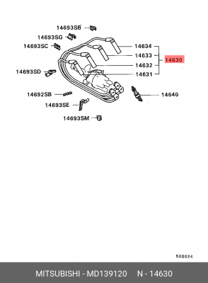 Провода высоковольтные системы зажигания (комплект) MD139120 MITSUBISHI