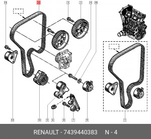 Ремень ГРМ - газораспределительного механизма (комплект) 7439440383 RENAULT