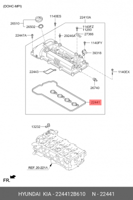 Прокладка крышки ГБЦ 224412B610 HYUNDAI KIA