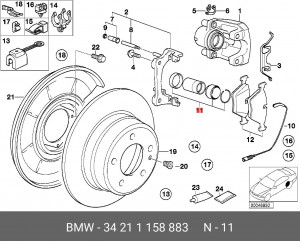 Суппорт тормозной (ремкомплект) 34 21 1 158 883 BMW
