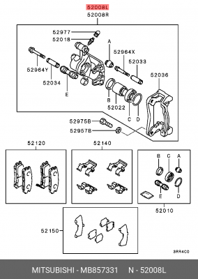 Суппорт тормозной (ремкомплект) MB857331 MITSUBISHI
