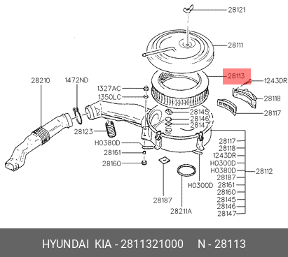 Фильтр воздушный 2811321000 HYUNDAI KIA