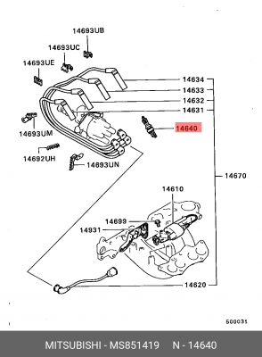 Свеча зажигания MS851419 MITSUBISHI