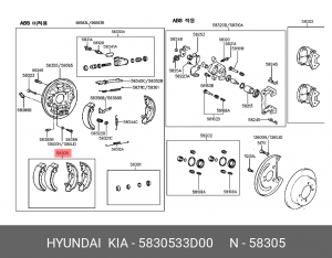 Колодки тормозные барабанные 5830533D00 HYUNDAI KIA