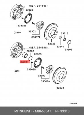 Подшипник ступицы колеса MB663547 MITSUBISHI