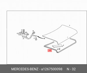 Уплотнитель крышки багажника A 126 750 00 98 MERCEDES BENZ