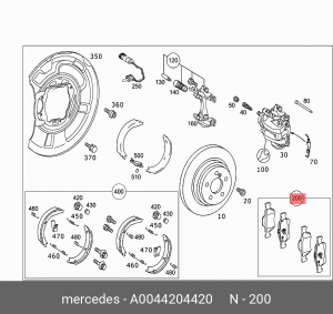 Колодки тормозные дисковые A0044204420 MERCEDES BENZ