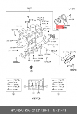 Сальник коленвала 2132142041 HYUNDAI KIA