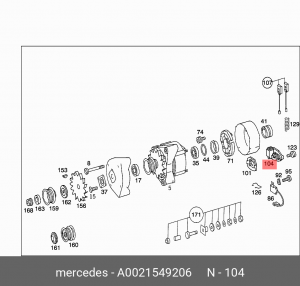 Реле регулятор напряжения генератора A0021549206 MERCEDES BENZ