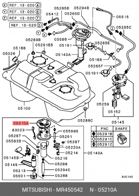 Крепление топливного бака MR450542 MITSUBISHI