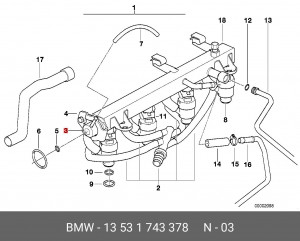 Регулятор давления подачи топлива 13 53 1 743 378 BMW