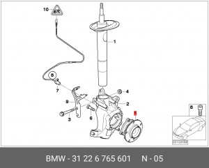 Подшипник ступицы колеса со ступицей (комплект) 31 22 6 765 601 BMW