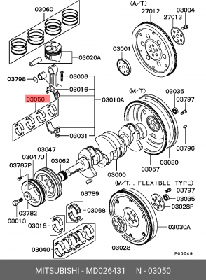 Шатуны ДВС (комплект) MD026431 MITSUBISHI
