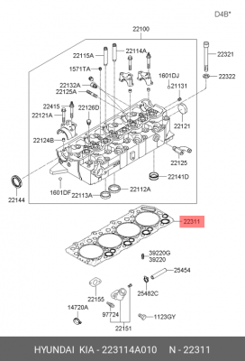 Прокладка ГБЦ 223114A010 HYUNDAI KIA