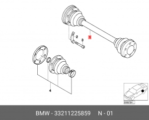 Вал привода колеса в сборе с ШРУСами 33 21 1 225 859 BMW
