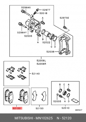 Колодки тормозные дисковые MN102625 MITSUBISHI