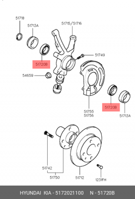 Подшипник ступицы колеса 5172021100 HYUNDAI KIA