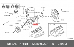 Полукольца вкладышей коленвала 122806N20A NISSAN