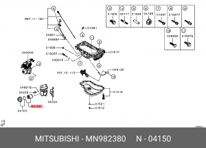 Фильтр масляный двигателя MN982380 MITSUBISHI